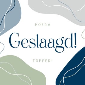 Geslaagd kaartje abstract blauw groen 