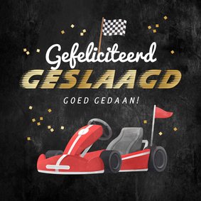 Geslaagd rijbewijs kaart kartauto goed gedaan