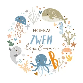 Geslaagd voor zwemdiploma B met zeedieren