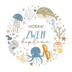 Geslaagd voor zwemdiploma B met zeedieren