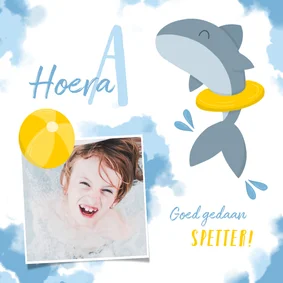 Geslaagd zwemdiploma haai met band en bal