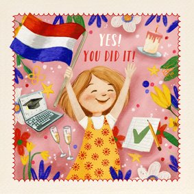 Geslaagdkaart om iemand te feliciteren met haar afstuderen!