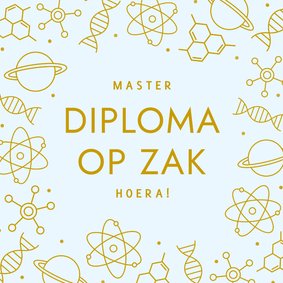 Geslaagdkaart wetenschappelijk thema diploma op zak