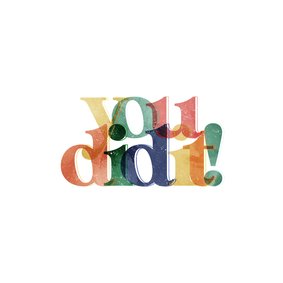 Geslaagdkaart you did it kleurrijk typografisch