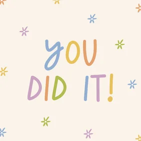 Geslaagdkaart 'you did it!' met gekleurde bloemetjes