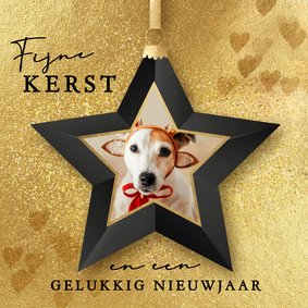 Gouden kerstkaart met foto kerst ster