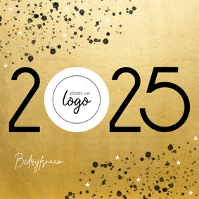 Goudlook zakelijke kerstkaart 2025 met logo en spetters