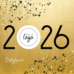 Goudlook zakelijke kerstkaart 2026 met logo en spetters