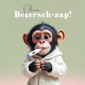 Grappige beterschapskaart aap chimpansee humor ziek