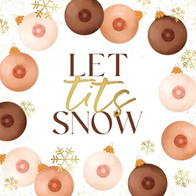 Grappige foute kerstkaart tieten tits kerstballen sneeuw