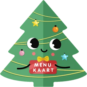 Grappige hippe menukaart kerstboom met ogen