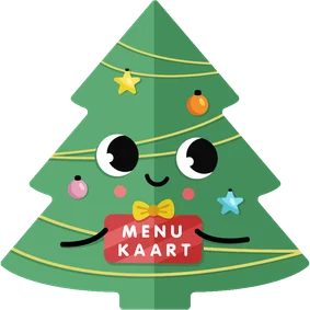 Grappige hippe menukaart kerstboom met ogen