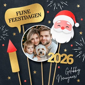 Grappige kerstkaart foto hippe kerstman