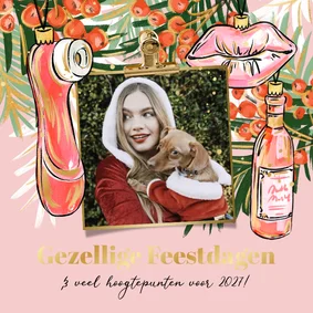 Grappige kerstkaart 'hoogtepunten' satisfyer botanisch foto