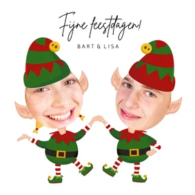 Grappige kerstkaart - Maak een Elf van jezelf - 2 personen