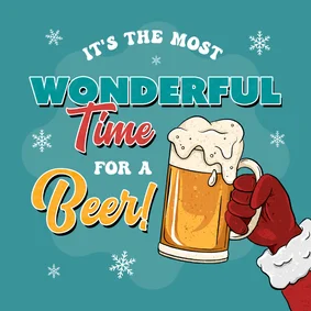 Grappige kerstkaart merry christmas bier sneeuw