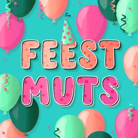 Grappige kleurrijke feestmuts verjaardagskaart woordgrap