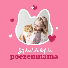Grappige moederdagkaart poezenmama cat mom foto hartjes