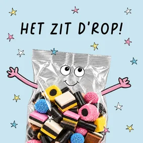 Grappige pensioenskaart met Engelse drop