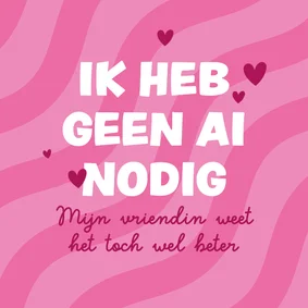 Grappige valentijnskaart AI humor roze hartjes