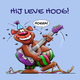 Grappige verjaardagskaart met beertje dat muziek maakt