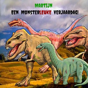 Grappige verjaardagskaart met monsters