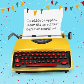 Grappige verjaardagskaart met typemachine