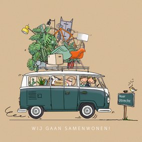 Grappige VW bus met plaatsbord