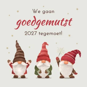 Grappige zakelijke kerstkaart kabouters goedgemutst 2027