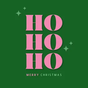 Groen met roze trendy kerstkaartje ho ho ho