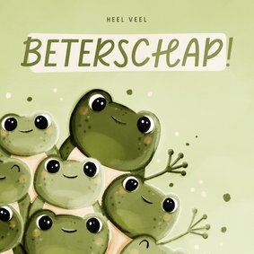 Groene beterschapskaart met kikkers