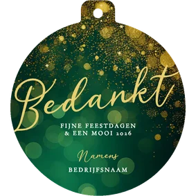 Groene bokeh zakelijke kerstkaart kerstbal vorm bedankt