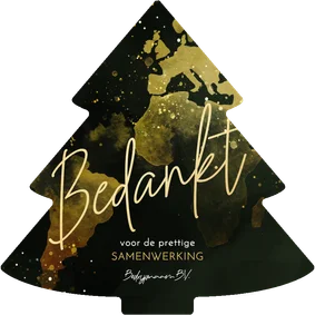 Groene kerstboom kaart met gouden wereldkaart 