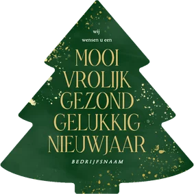 Groene kerstboom kerstkaart zakelijk teksten nieuwjaar