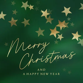 Groene kerstkaart gouden sterren