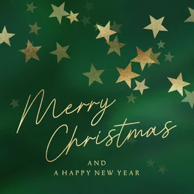 Groene kerstkaart gouden sterren
