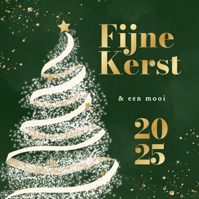 Groene zakelijke kerstkaart met kerstboom goudfolie