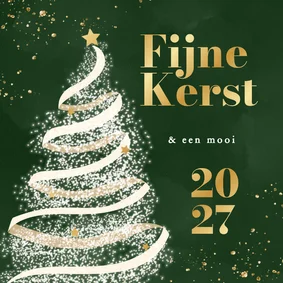 Groene zakelijke kerstkaart met kerstboom goudfolie