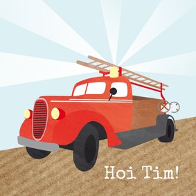 Groetjes met brandweerauto 