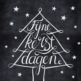 Handlettering kerstkaart zwartwit kerstboom