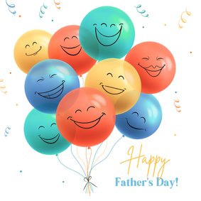Happy father's day kaart met gekleurde smiley ballonnen