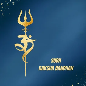 Happy Raksha Bandhan wenskaart met Aum en Trishul