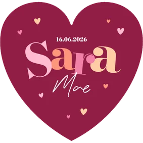 Hartvorm grafisch geboortekaartje hartjes kleurrijk stoer