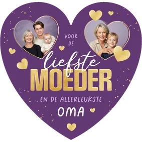 Hartvorm moederdagkaart gouden hartjes liefste mama oma foto