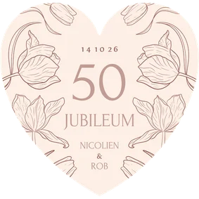 Hartvormige jubileumkaart 50 jaar met vintage bloemen