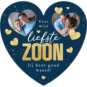 Hartvormige valentijnskaart goud hartjes liefste zoon foto's