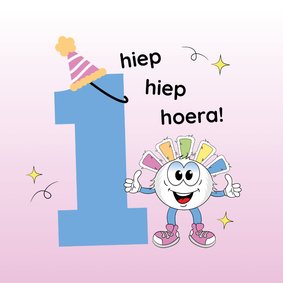 Hiep hiep hoera 1 jaar verjaardagskaartje