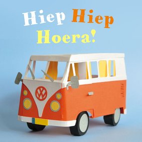 Hiep hiep hoera volkswagenbusje