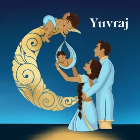 Hindoestaans geboortekaartje met baby Ganesha