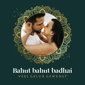 Hindoestaanse huwelijksfelicitatie mandala goud foto